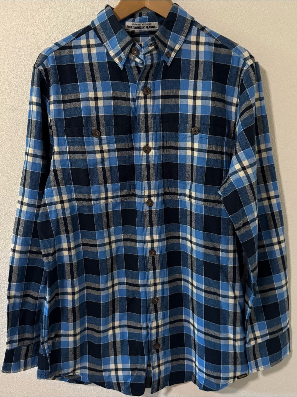 Duluth Trading Free Swingin' Flannel Slim Fit Shirt Blue Plaid Cotton 2024-M
